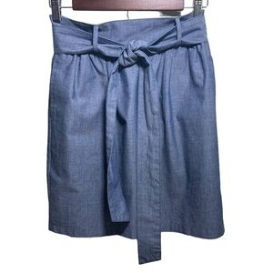 Piko‎ 1988 Paper Bag Belted Mini Skirt Blue Lined Lightweight Cotton Small
